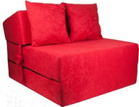 Rød gæstemadras - campingmadras - rejsemadras - foldbar madras - 70 x 200 x 15 med pude