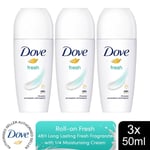 Dove Fresh Roll On AntiPerspirant up to 48H of Sweat & Odour Protection, 3x50ml