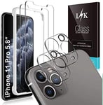 LϟK 4 Pack Screen Protector for iPhone 11 Pro 5.8 inch with 2 Pack Tempered Glass and 2 Pack Camera Lens Protector - 9H Hardness Bubble Free Alignment Frame Easy Installation Screen Protective Film