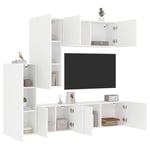 Tv-møbel til væg 5 dele konstrueret træ hvid