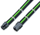 Shakmods 6 Pin PCIE GPU Graphics Card Sleeved Extension Cable 30cm + 2 Cable Combs (Green & Black)