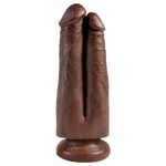 King Cock Two Cocks One Hole 7 inch - Brown