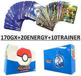 HEHEERHUO 200 Pcs Pokemon GX EX Pokemon Card Magic Elf MEGA Energy Trainer cards, flash card, trading card, Puzzle Fun Card Game, Flash card (Give a gift),170Gx+20Energy+10Trainer