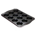 Prestige New Disney Bake with Mickey Mouse Muffin Trays For Baking 12 Cup - Non Stick Muffin Tin, Carbon Steel Bakeware, Red & Black
