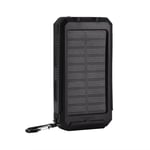 Solar Power Bank Box, 10000mAh Fast Charging Solar Mobile Power Bank Case DIY Kit with Compass, Dual USB Ports Mobile Battery Charger Outer Case for sport travel outdoor(black+black)