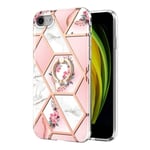 Marmormotiv iPhone SE (2022) / iPhone SE 2020 / iPhone 7 skal - Rosa Blommor Rosa