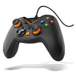 KROM USB Manette de Jeu KEY -NXKROMKEY- Avec câble, X-input et Direct - input, Joystick et déclencheurs analogiques, Turbo, pour PS3, PC et android 4,2, Noir