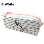 Unicorn Pencil Case Canvas Pen Bag Makeup Pouch White