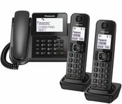 Panasonic KX-TGF323 Corded Phone with Answer Machine & 2 Cordless Handsets Black