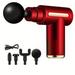 Kraftfull Professionell Slagverk Gym Sport Muskel Djupvävnad Fascia Gun Nacke Rygg Muskel Djup Vibration Fickmassageapparat för Kontorspresenter Röd Red
