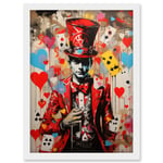 The King of Hearts Modern Magician Magical Artwork Playing Cards Artwork Framed Wall Art Print A4
