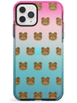 Smiling Bear Pattern Pink Impact Phone Case for iPhone 11 Pro Max | Protective Dual Layer Bumper TPU Silikon Cover Pattern Printed | Animal Cartoon Patterned Quirky Teddy Bear