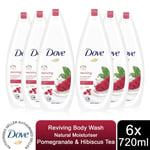 Dove Reviving Body Wash Natural Moisturiser Pomegranate & Hibiscus Tea, 6x720ml