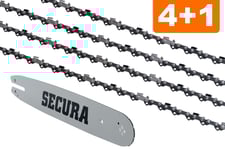 4 Chaînes + guide adapté pour McCulloch CS380 T | 35cm 3/8LP 52M 1,3mm