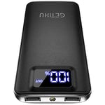 GETIHU Power Bank, 3A High Speed 10000mAh LED Display USB C Portable Charger, USB C In & Output Battery Pack with Flashlight Compatible with iPhone 15 14 13 12 11 X Pro Max Samsung S20 Huawei Xiaomi