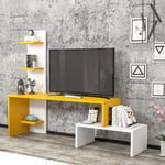 [en.casa] - Meuble tv Hörby avec 5 étagères panneau de particules 124 x 32 x 100 cm jaune blanc jaune