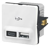 FUGA dobbelt 5V USB-A/USB-C lader - 2400 mA - 1 modul - Hvid
