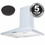 SIA CHL60WH 60cm White Chimney Cooker Hood Kitchen Extractor And Carbon Filter