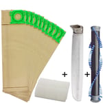 Brushroll Bar + 10 Hoover Bags + Filter Service Kit for SEBO X1 X1.1 X4 X5 Extra