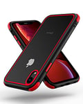 MobNano Coque Compatible avec iPhone XR 360 degrés Antichoc Pro Anti-Rayures Transparente PC/TPU Silicone Etui pour iPhone XR Noir Rouge