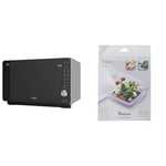 Whirlpool MWF 427 SL Four à micro-ondes Extra Space + Grill, 25 litres, argent, avec steamer, grille haute et plate Crisp + poignée, 800 + 1000 W & STM008 - Accessoire de cuisson pour Micro-ondes