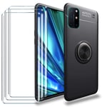HYMY Case Cover + Tempered Film for OPPO Reno 4Z 5G - Car magnetic Ring TPU Soft Silicone Protection Gel Fashion Skin back Shell + 3x Screen Protector With Black ring