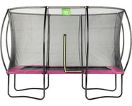 Studsmatta EXIT Silhouette med säkerhetsnät 244x366cm rosa
