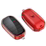 Mini Solcellsladdare Portabel Nyckelring Powerbank För Mobiltelefon 1200mAh Red For type-c