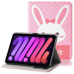 iPad Mini (2021) Kunst Skunn Deksel med Lommebok &amp; Touch Pen Holder - Kanin
