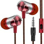 Dmtrab for Metal Wired Earphone Super Bass Sound Headphones In-Ear Sport Headset with Mic For Xiaomi Samsung Huawei (Color : Red)