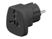 MicroConnect - Adapter för effektkontakt - NEMA 1-15, Eurokontakt, DK 2-5A (hona) till CEE 7/4 (hane) - svart