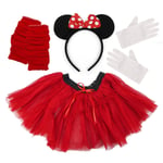 Paper Umbrella Minnie Mouse Ladies Fancy Dress Tutu Ears Gloves Legwarmers Set outfit (Full 4 piece set)