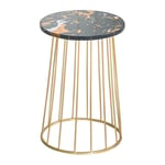 FTFTO Home Accessories Side Tables Round Side End Table with Marble Top Gold Base Modern Bedside Small Coffee Table for Bedroom Living Room