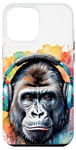 Coque pour iPhone 13 Pro Max Gorille Écouteurs Singe Coloré Animaux Motif Imprimé