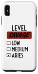 iPhone XS Max Funny Saying Level Of Savage Aries Zodiac Men Women Sarcasm Case