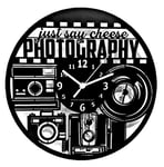 Instant Karma Clocks Wall Clock Photography Camera Studio Gift Shop Photo Photographers, Engineered Wood, Black