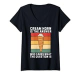 Womens Cream Horn Is The Answer Who Cares What The Question Is V-Neck T-Shirt