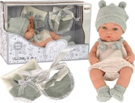 Leantoys Söt Baby Doll Tröja Mössa Grön 30 Cm
