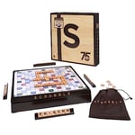 Scrabble Board Game, Premium 75th Anniversary Edition, English Version, Family Board Game for Kids and Adults, Rotating Wooden Board, Wooden Letter Tiles, Two Ways to Play, 2-4 Players, HPK85