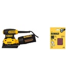 Dewalt DWE6411-GB DWE6411 Sheet Sander, Yellow/Black, 240 V, Set of 3 Pieces & Dewalt DT3022-QZ Sanding Belt K80, 115 x 115 mm, Set of 10 Pieces