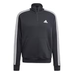 adidas Men Essentials Fleece 3-Stripes 1/4-Zip Sweatshirt, M Black