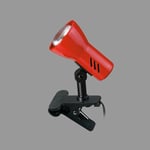 BRILONER - Lampe de chevet, lampe de bureau, lampe de table, lampe de lecture, pince à livres, lampe à pince, orientable, interrupteur à cordon, rouge, 10,8 cm