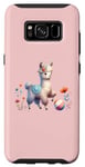 Galaxy S8 Pink Cute Alpaca with Floral Crown and Colorful Ball Case