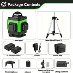 Ligne laser niveau 360° auto-nivellement, 4 x 360° laser vert puissant, outil de construction précis pour alignement et suspension, compact et multifonction