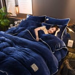 XYSQWZ Teddy Bear Bedding Set Double,Men Bedroom Winter Warm Thick Fleece Bedclothes, (King, 220 * 240CM) Double King Size Bedding Set 4Pcs Duvet Cover Bed Spread Pillowcases-Navy Blue