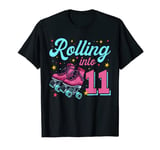 11th Birthday Shirt For Girls, Roller Skates Rolling Into 11 T-Shirt