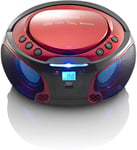 mini chaine hifi stéréo FM CD BLUETOOTH USB rouge noir