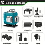 Niveau laser 16 lignes vert, automatique 4D 4x360°, multifonction puissant avec batterie rechargeable, compact pour construction et accrochage