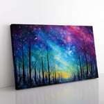 Northern Lights Palette Knife No.3 Canvas Print for Living Room Bedroom Home Office Décor, Wall Art Picture Ready to Hang, 76x50 cm (30x20 Inch)