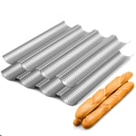 2 Pack Nonstick Perforated Baguette Pan 15" x 13" for French Bread Baking 4 Wave Loaves Loaf Bake Mold Oven Toaster Pan